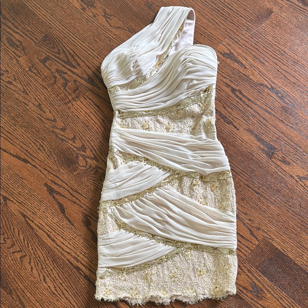 Elegant Cream One-Shoulder Dress